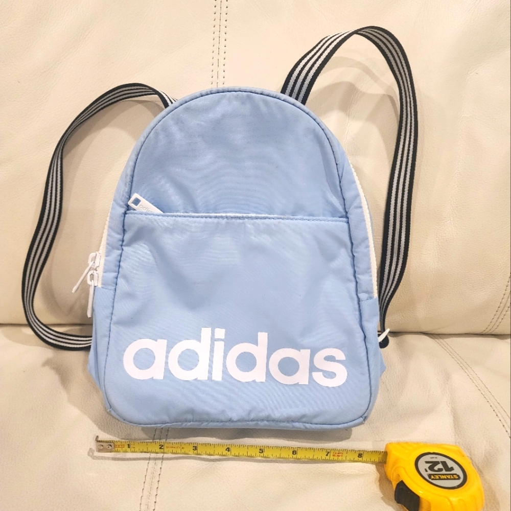Adidas Sky Blue Backpack with Black Straps 10/8 Inches Excellent Condition